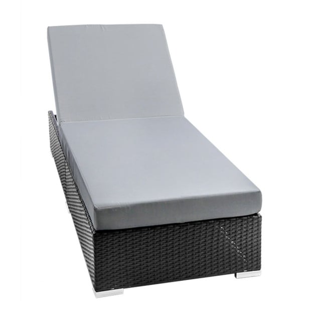 Sun Lounge Wicker Outdoor Furniture Rattan Garden Day Bed Sofa Black Image 3