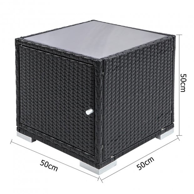 3 pcs Black Wicker Rattan 2 Seater Outdoor Lounge Set Grey Image 3