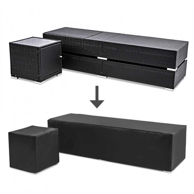 3 pcs Black Wicker Rattan 2 Seater Outdoor Lounge Set Grey Image 6