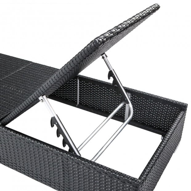 3 pcs Black Wicker Rattan 2 Seater Outdoor Lounge Set Grey Image 7