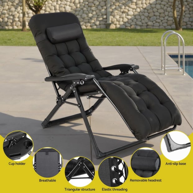 Sun Lounge Lounger Folding Camping Zero Gravity Chair Outdoor Furniture Image 7