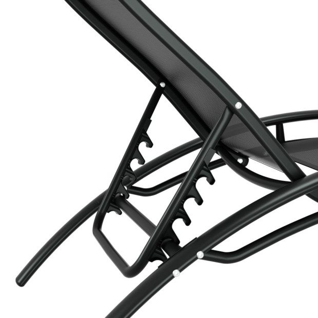 3pc Sun Lounge Outdoor Lounger Steel Table Chairs Patio Furniture Garden Image 3