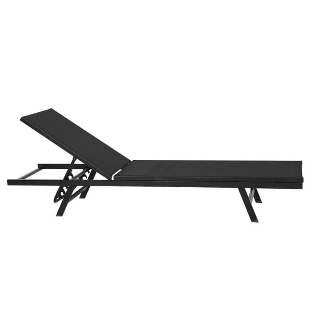 Sun Lounge Outdoor Lounger Steel Beach Chair Patio Furniture Black Image 3