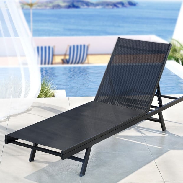 Sun Lounge Outdoor Lounger Steel Beach Chair Patio Furniture Black Image 5