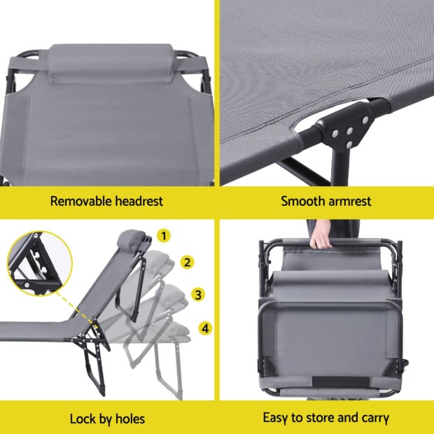 Sun Lounger Folding Lounge Beach Chair Patio Outdoor Furniture Image 6