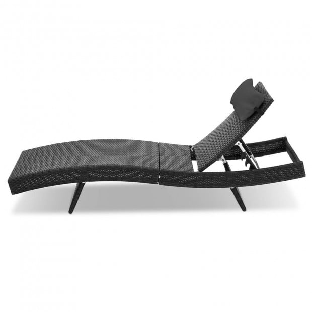 Wicker Outdoor Sun Lounger - Black Image 4