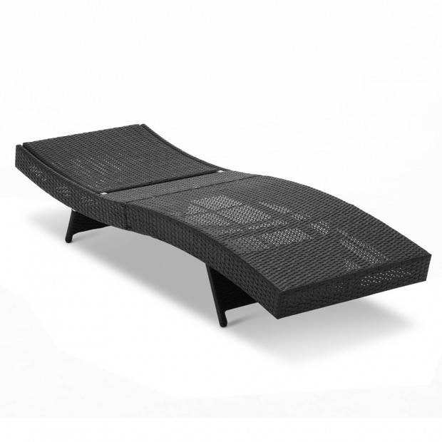 Wicker Outdoor Sun Lounger - Black Image 5