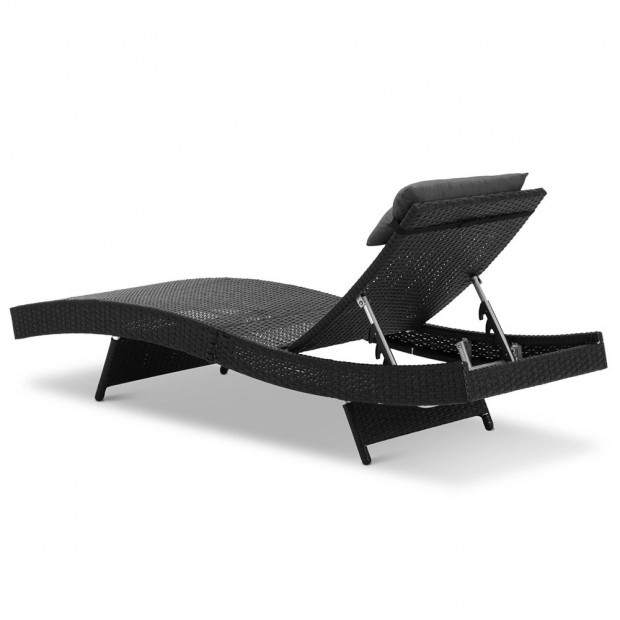 Wicker Outdoor Sun Lounger - Black Image 6