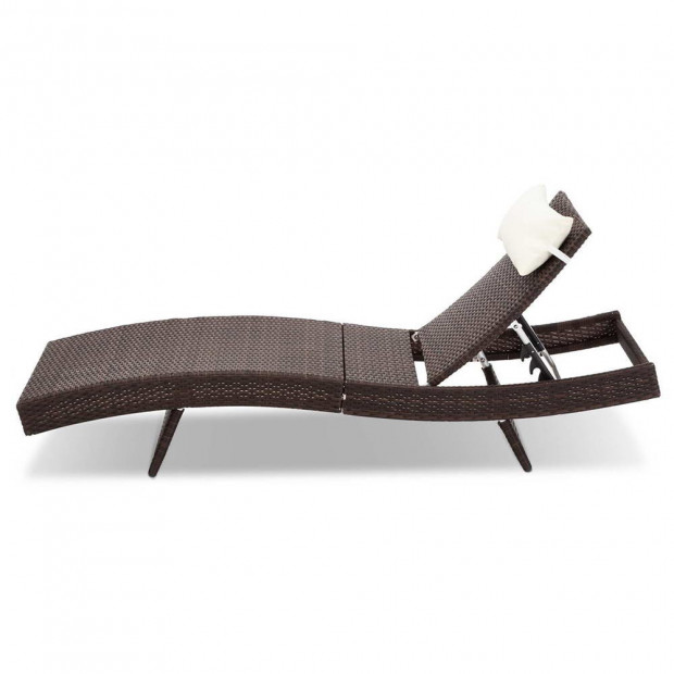 Wicker Outdoor Sun Lounger - Brown Image 4