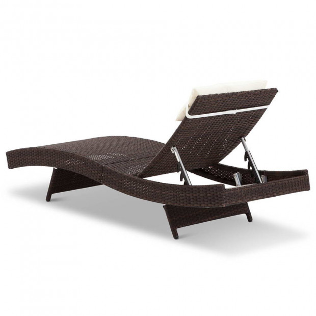 Wicker Outdoor Sun Lounger - Brown Image 6