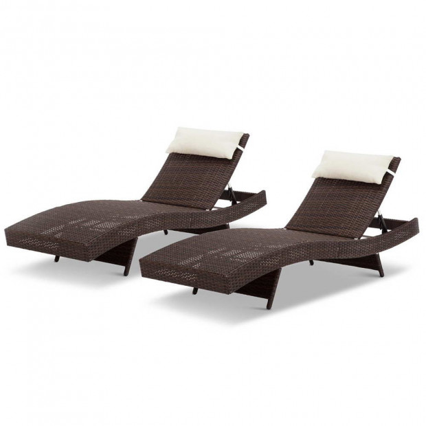 Wicker Outdoor Sun Lounger - Brown Image 8
