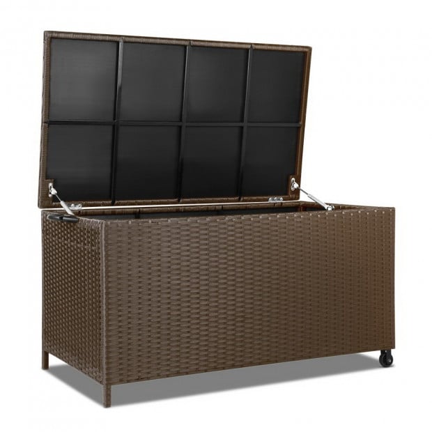 Wicker Outdoor Storage Box Dark Brown