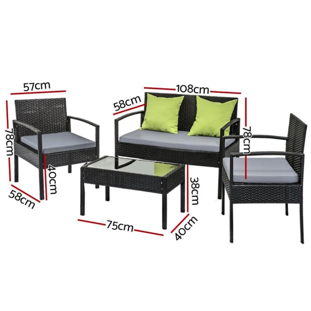 Outdoor Furniture Lounge Set Garden Patio Wicker Cover Table Chairs Image 2
