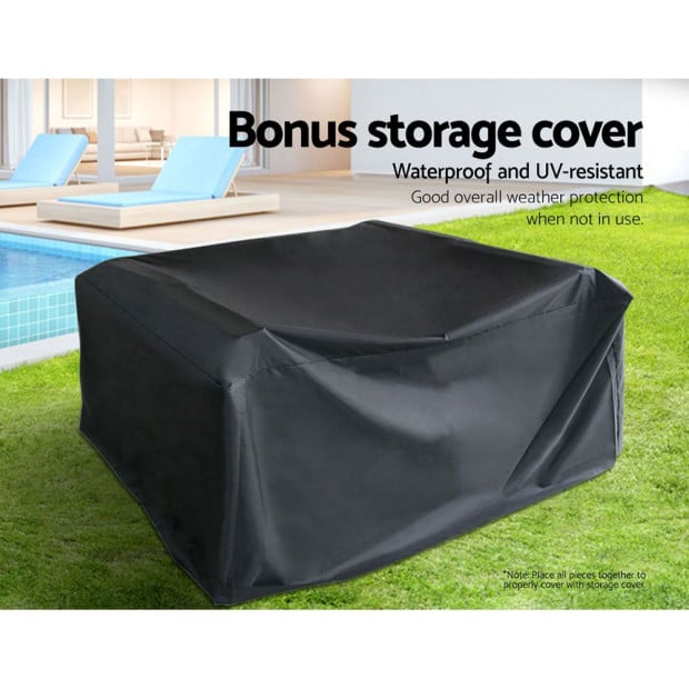 Outdoor Furniture Lounge Set Garden Patio Wicker Cover Table Chairs Image 6