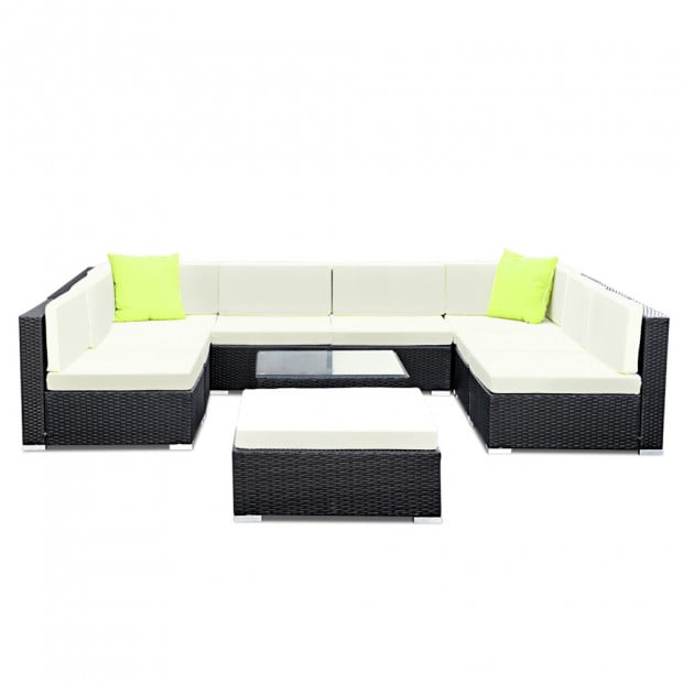 10PC Outdoor Furniture Sofa Set Wicker Garden Patio Lounge Image 3