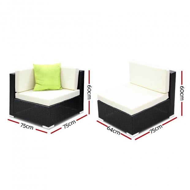 10PC Outdoor Furniture Sofa Set Wicker Garden Patio Lounge Image 5