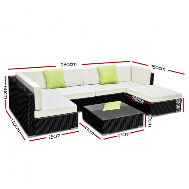 7PC Outdoor Furniture Sofa Set Wicker Garden Patio Pool Lounge Image 2