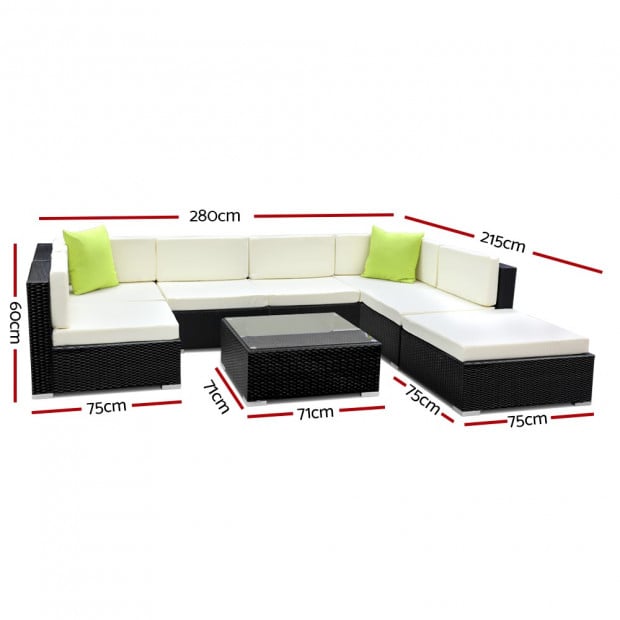 8PC Outdoor Furniture Sofa Set Wicker Garden Patio Pool Lounge Image 2