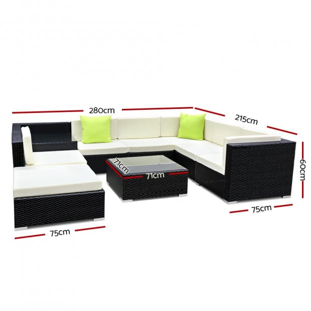 9PC Outdoor Furniture Sofa Set Wicker Garden Patio Pool Lounge Image 2