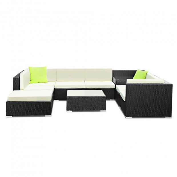 9PC Outdoor Furniture Sofa Set Wicker Garden Patio Pool Lounge Image 3