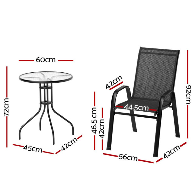 Outdoor Furniture 3pc Table And Chairs Bistro Set Patio Coffee Image 2