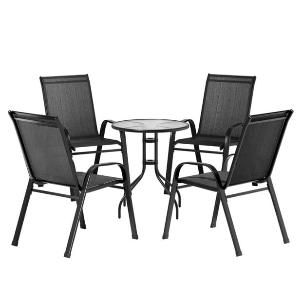 Outdoor Furniture 5pc Table And Chairs Stackable Bistro Set Patio