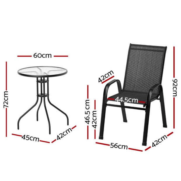 Outdoor Furniture 5pc Table And Chairs Stackable Bistro Set Patio Image 2