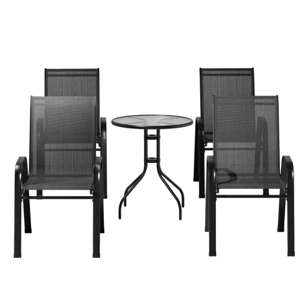 Outdoor Furniture 5pc Table And Chairs Stackable Bistro Set Patio Image 3