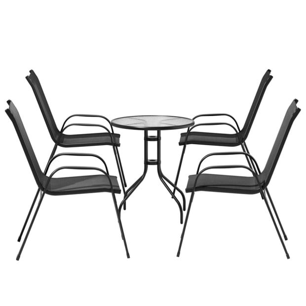 Outdoor Furniture 5pc Table And Chairs Stackable Bistro Set Patio Image 4