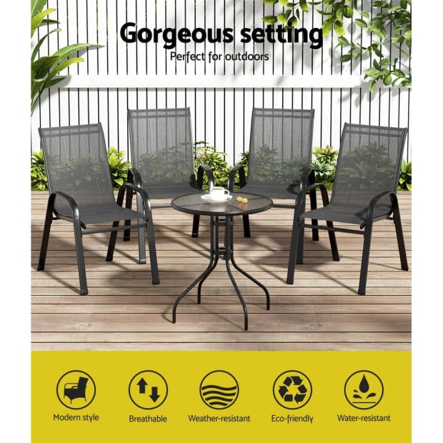 Outdoor Furniture 5pc Table And Chairs Stackable Bistro Set Patio Image 5