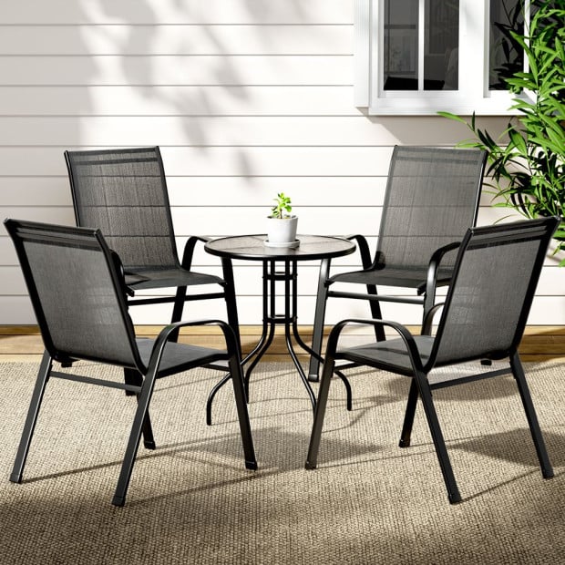Outdoor Furniture 5pc Table And Chairs Stackable Bistro Set Patio Image 8