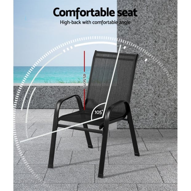 2x Outdoor Stackable Chairs Lounge Chair Bistro Set Patio Furniture Image 5