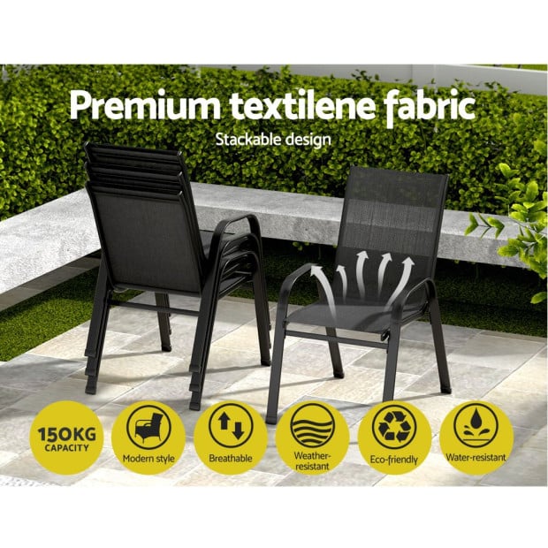 2x Outdoor Stackable Chairs Lounge Chair Bistro Set Patio Furniture Image 6