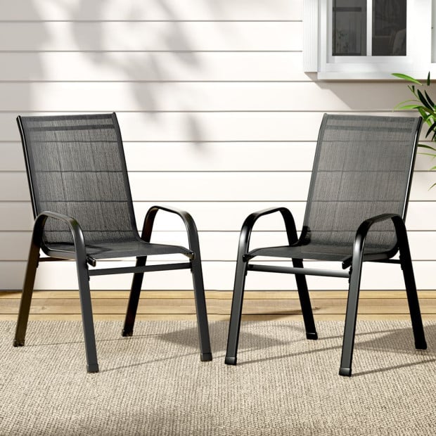 2x Outdoor Stackable Chairs Lounge Chair Bistro Set Patio Furniture Image 8