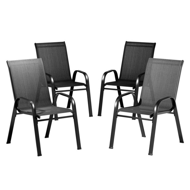 4x Outdoor Stackable Chairs Lounge Chair Bistro Set Patio Furniture