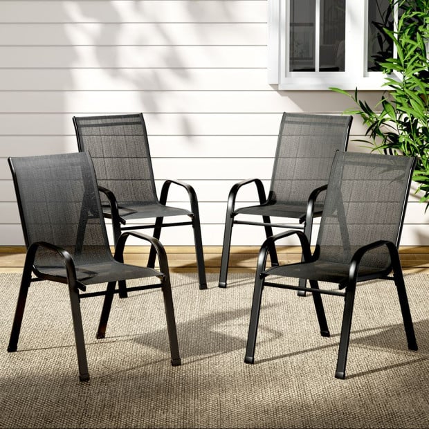 4x Outdoor Stackable Chairs Lounge Chair Bistro Set Patio Furniture Image 8