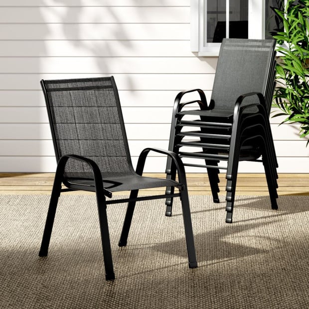 6x Outdoor Stackable Chairs Lounge Chair Bistro Set Patio Furniture Image 8