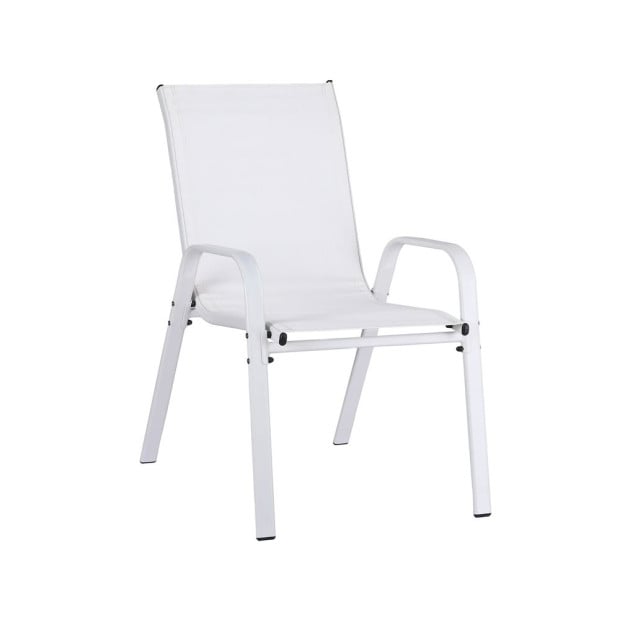 2pc Outdoor Dining Chairs Stackable Lounge Chair Patio Furniture White Image 3