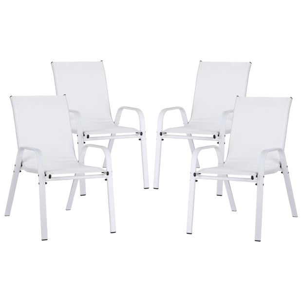 4pc Outdoor Dining Chairs Stackable Lounge Chair Patio Furniture White