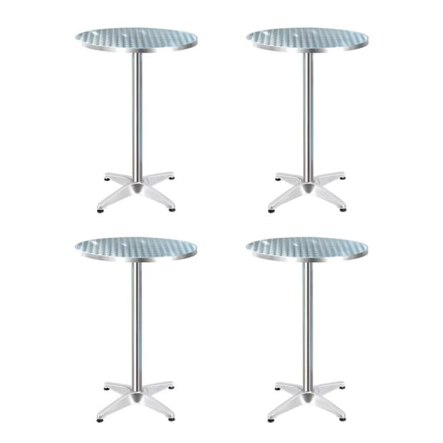 4pcs Outdoor Bar Table Furniture Adjustable Aluminium Cafe Table Round