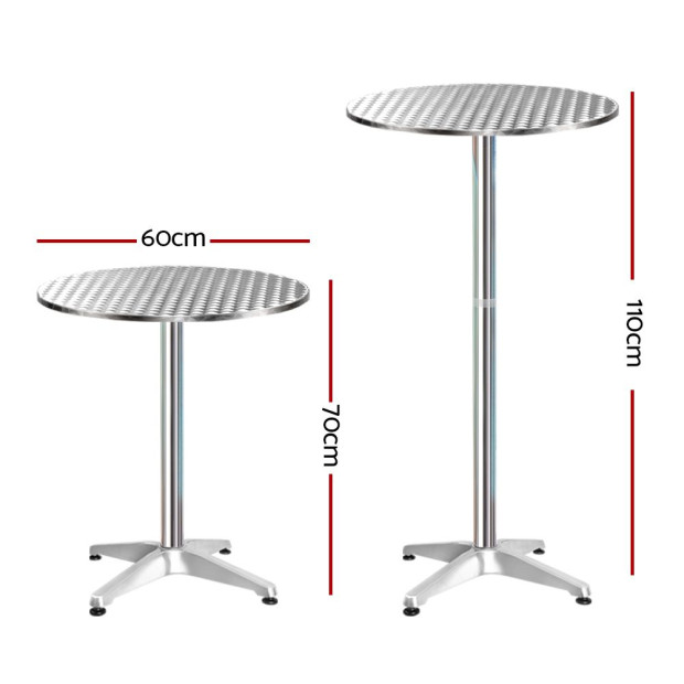 4pcs Outdoor Bar Table Furniture Adjustable Aluminium Cafe Table Round Image 2