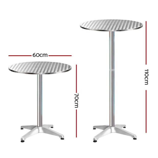 6pcs Outdoor Bar Table Furniture Adjustable Aluminium Cafe Table Round Image 2
