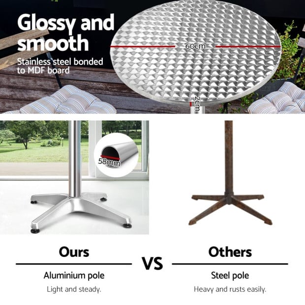 6pcs Outdoor Bar Table Furniture Adjustable Aluminium Cafe Table Round Image 5