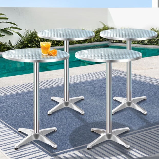 6pcs Outdoor Bar Table Furniture Adjustable Aluminium Cafe Table Round Image 8