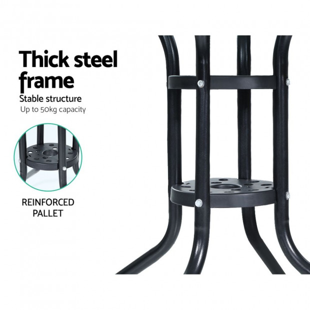 Outdoor Dining Table Bar Setting Steel Glass 70CM Image 6