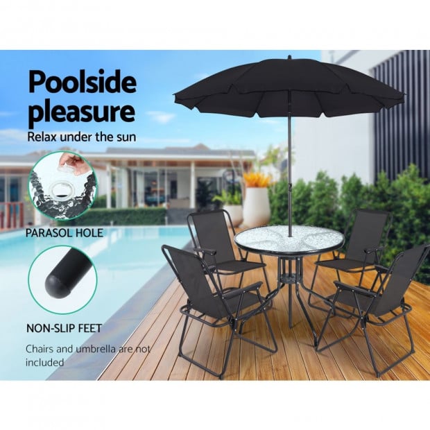 Outdoor Dining Table Bar Setting Steel Glass 70CM Image 7