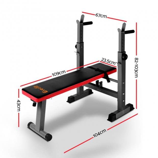 MultiStation Weight Bench Press Weights Equipment Home Gym Red