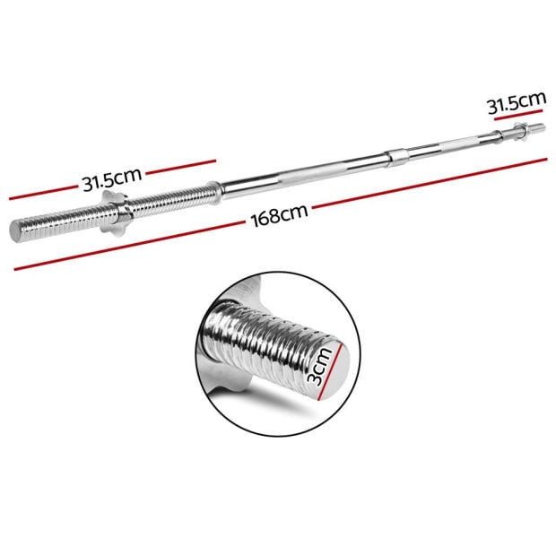 5.5FT Barbell Bar Steel Fitness Exercise Weight Press Gym Home 168CM Image 2