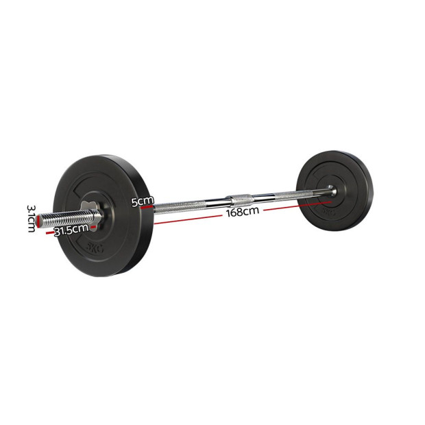 18KG Barbell Weight Set Plates Fitness Exercise Home Gym 168cm Image 2