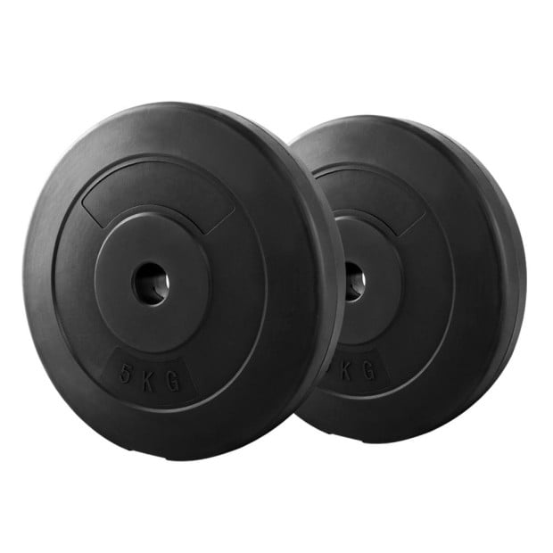 2 x 5KG Barbell Weight Plates Standard Press Fitness Exercise Rubber